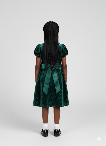 Robe verte en velours scintillante