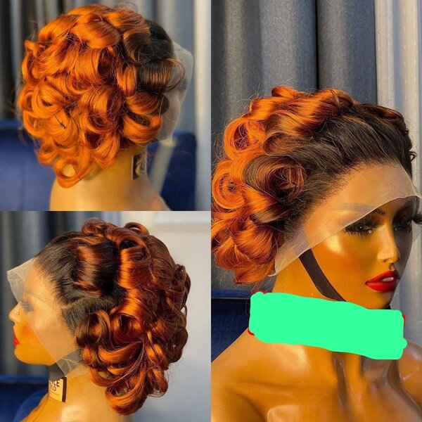 Perruque ondulée rousse