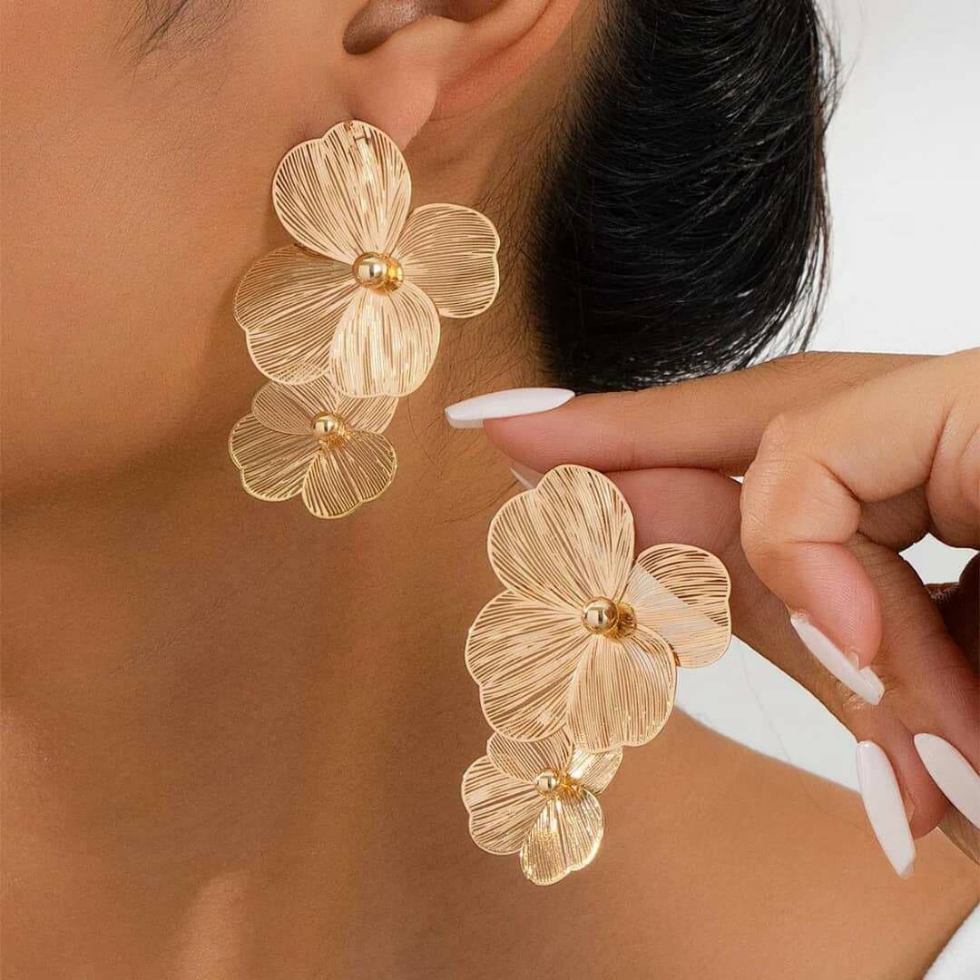Boucles d'oreilles fleurs dorées