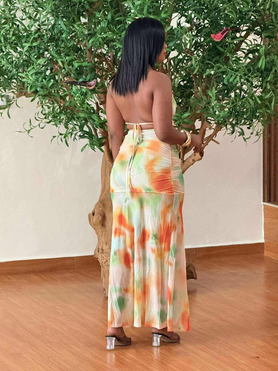 Robe longue imprimée élégante