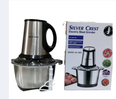 Portable 3 Litre Stainless Steel Electric Meat Grinder / Chopper / Mincer 4 Blades Silver Crest 2 in 1 1000 watts