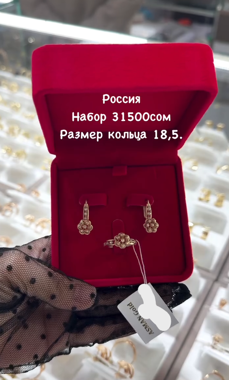 Золотой комплект Россия, Размер кольца 18,5