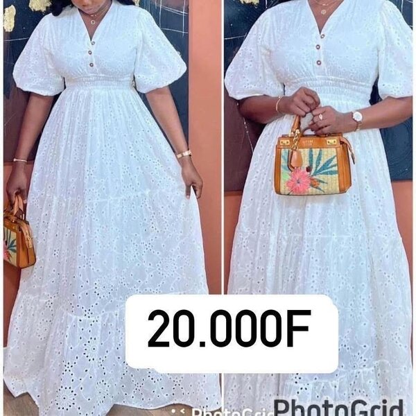 Robe longue brodée en dentelle