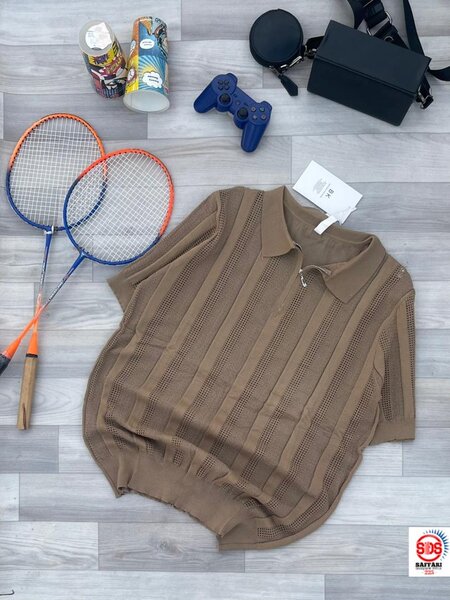 Polo en maille marron