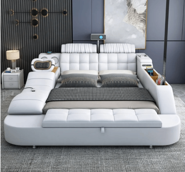 Lit multifonction blanc moderne