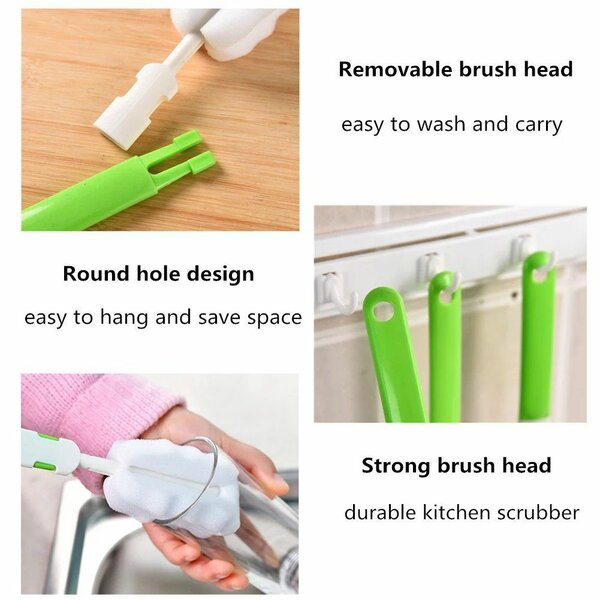 1PC Feeder Brush Foam Removable Sponge Baby Bottle Brush Newborn Feeding Milk Bottle Nipple Brush Cleaner Cleaning Tool Washing Tool