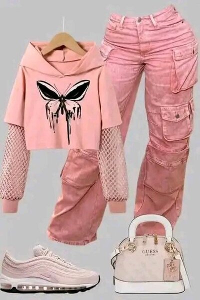 Ensemble tendance papillon rose