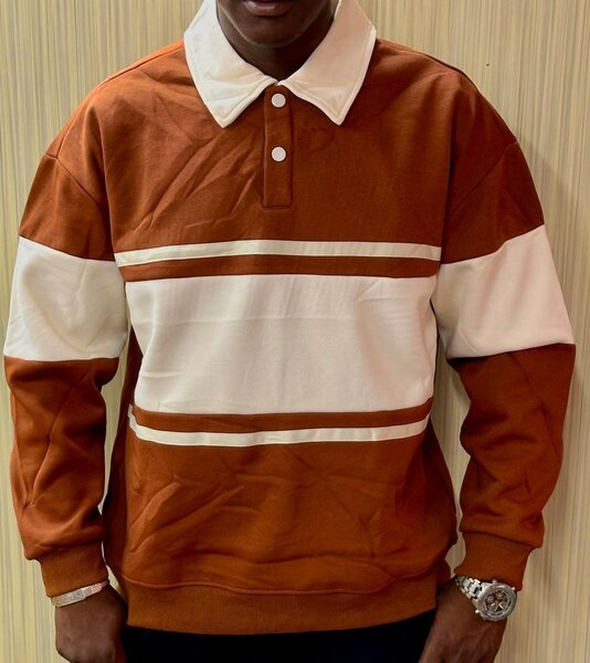 Sweat-shirt à col polo rayé