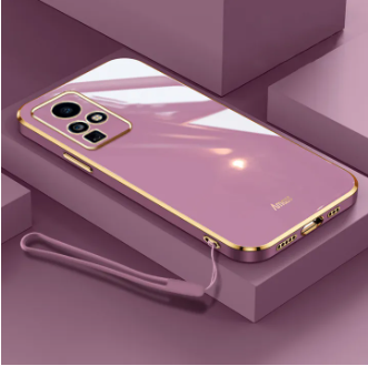 LECOMES for Infinix Zero X Neo Back Cover with Lanyard Luxury 6D Plating Shiny Phone Case Soft Silicone Square Mobile Cases Pouch for Girls Boys