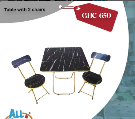 Foldable table with 2 foldable