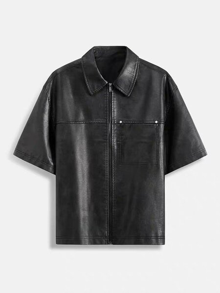 Veste en cuir zippée homme