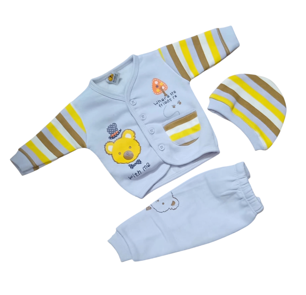 New born baby Unisex 3pcs pajama set winter's