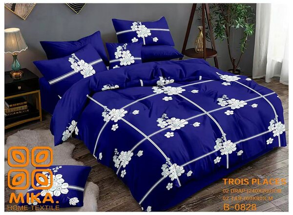 Parure de lit fleurie bleue