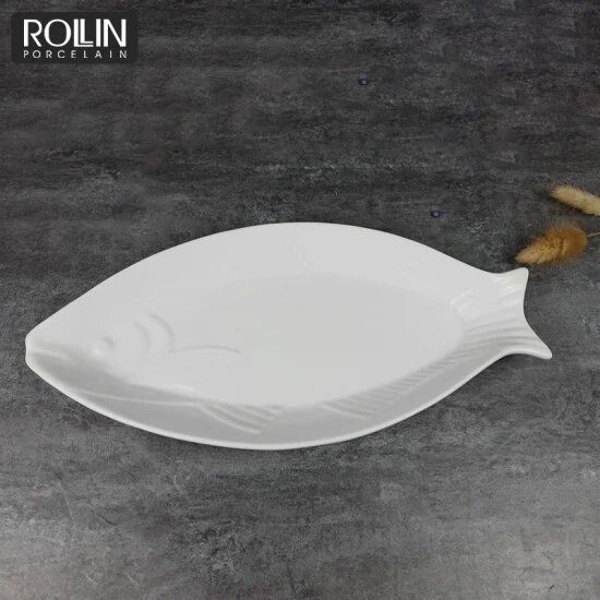 2pcs pair CERAMIC FISH SHAPE SERVING PLATE