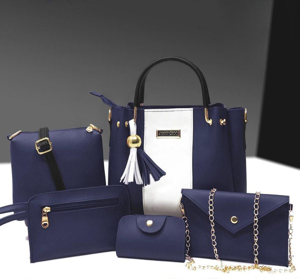 Women's leather plain handbags set of 5