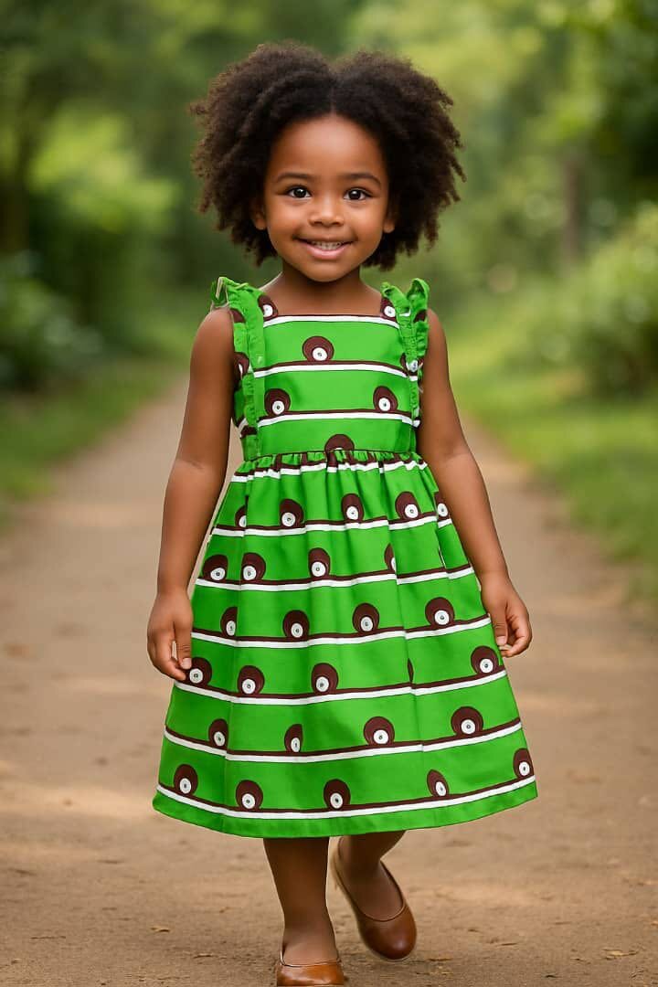 Robe Enfant Verte Motif Vagues