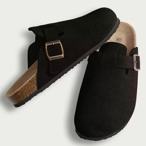 Mules en suédine noires pour homme
