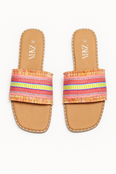 Sandales tissé multicolore