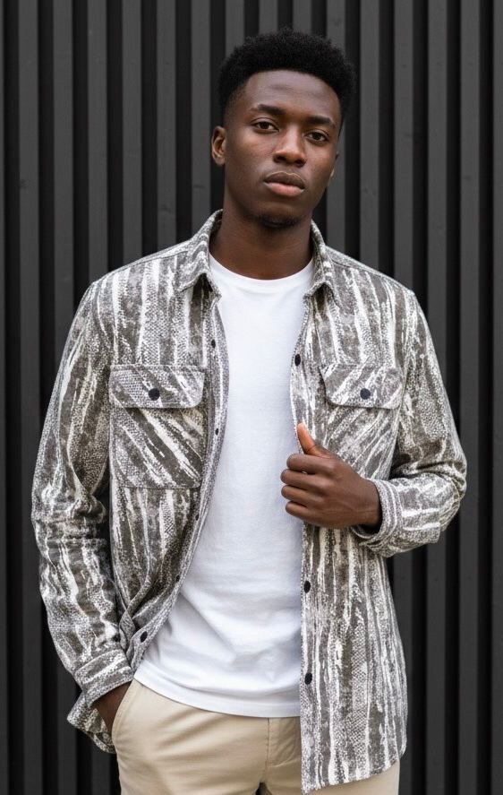 Chemise légère imprimée homme