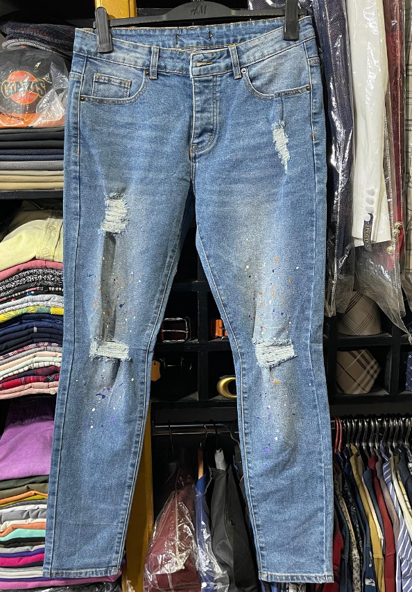 Biker Tattered Stretch Jeans
