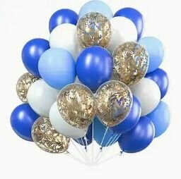 Lot de 28 Ballons Fête Bleu Or