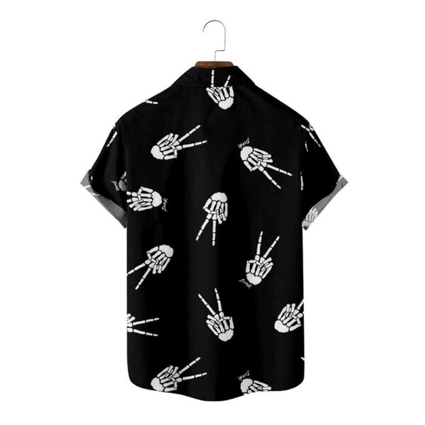 Chemise noire à motifs osseux