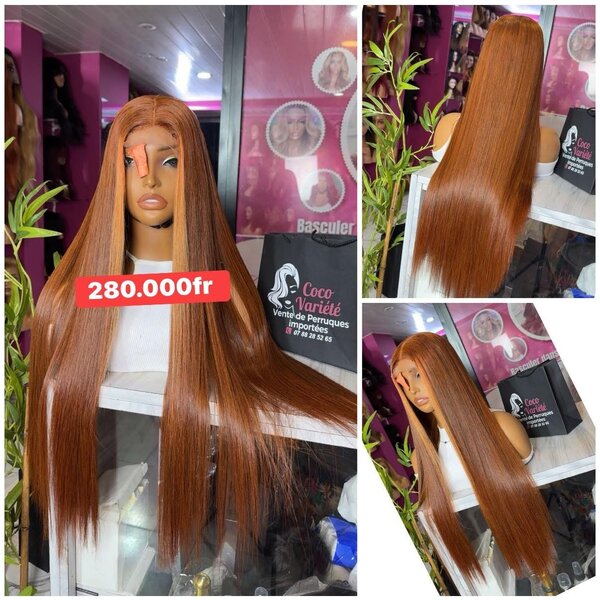 Perruque en cheveux naturels lisses