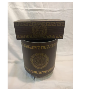 Round Dust Bin Set with Versace Logo