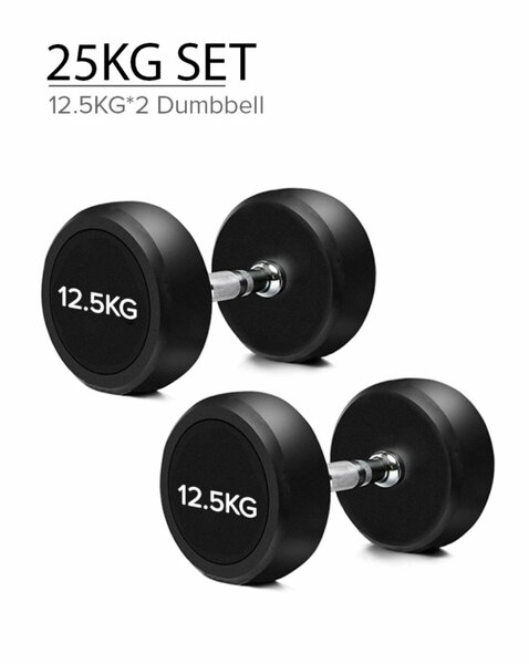 25KG DUMBBELL SET FIXED RUBBER-COATED ROUND DUMBBELL