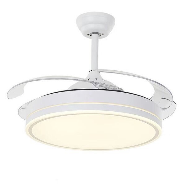 RETRACTABLE CEILING FAN WITH LED LIGHT AND REMOTE CONTROL