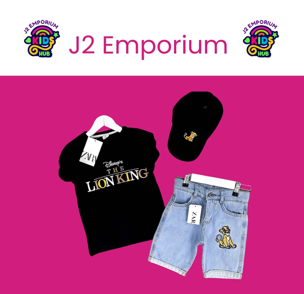 Lion King T-shirt with jeans shorts and cap