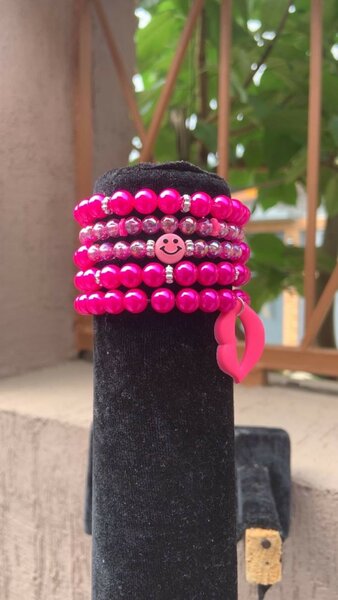 Bracelet en perles smiley coloré