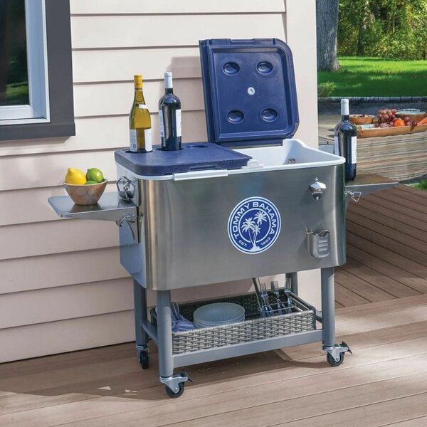 Tommy Bahamas Rolling party cooler stainless steel body