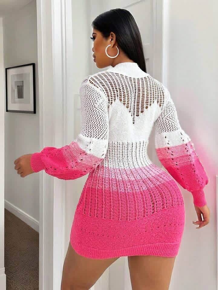 Robe Pull Tricotée Bicolore