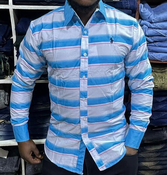 Chemise rayée bleue homme