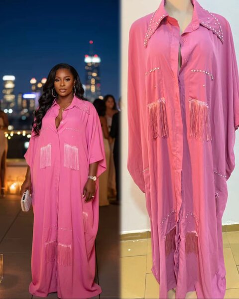 Robe kaftan rose élégante