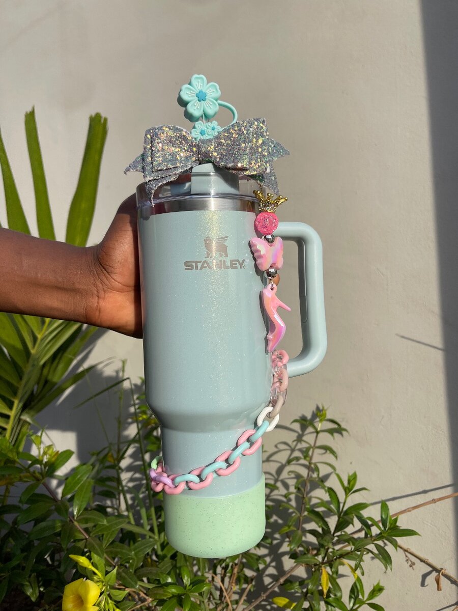 Mint Green Stanley Tumbler with accessories 40oz