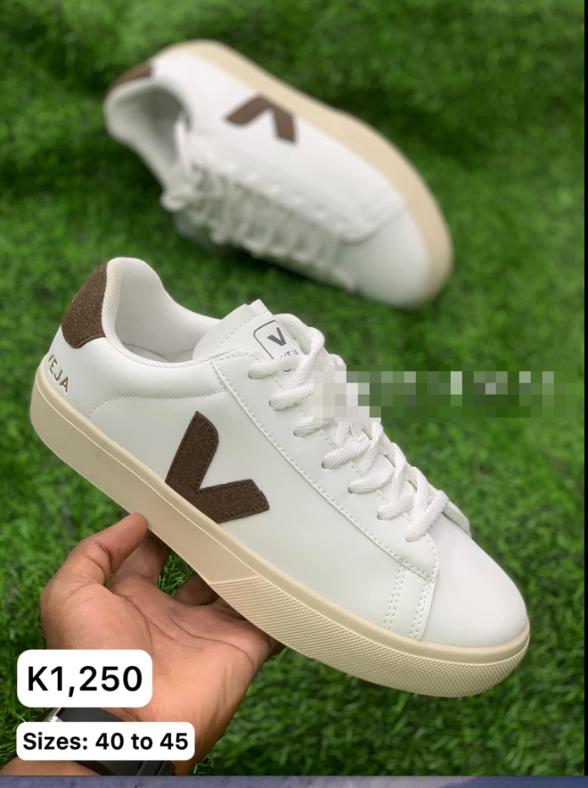 white and brown sneakers