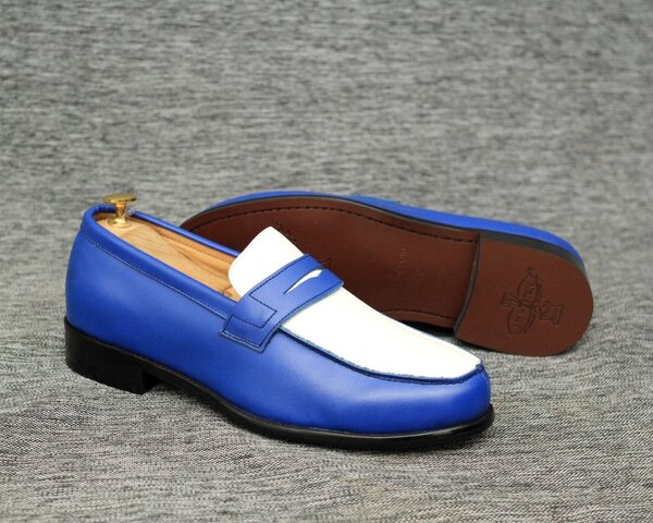 Mocassins Classiques Bleu et Blanc