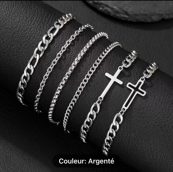 Bracelets argentés croix