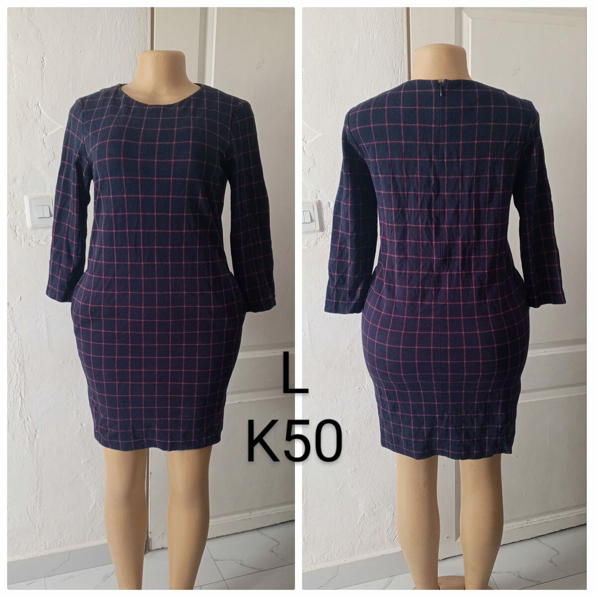 Women's plaid dress, size L