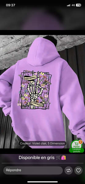 Sweat à capuche violet imprimé