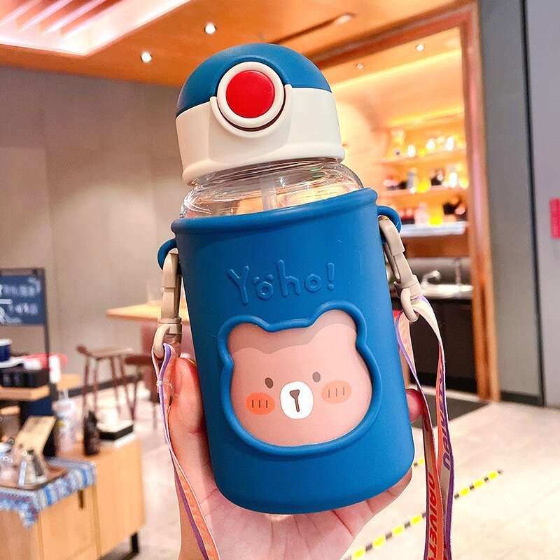 620ml kids water bottle with silicone straw