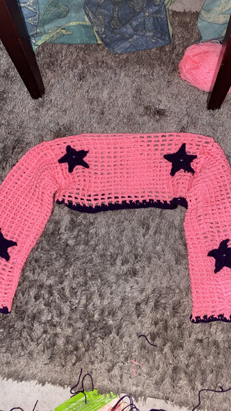 Set crochet rose et violet