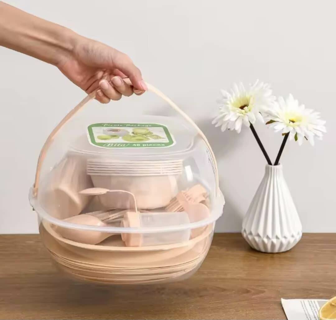 Ensemble de vaisselle en plastique pour l'extérieur, 54 pièc