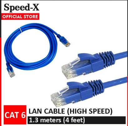 SpeedX LAN Cable 1.3 meters (4 feet) Cat 6 Ethernet Cable FIXED CONNECTORS Internet Wire