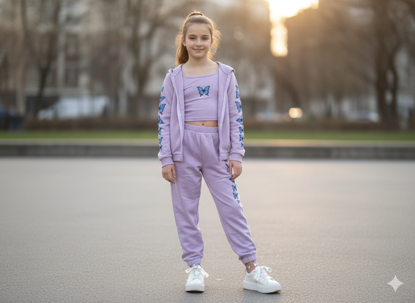 Ensemble fille papillon violet