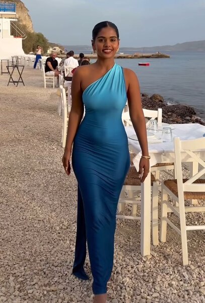 Robe longue asymétrique