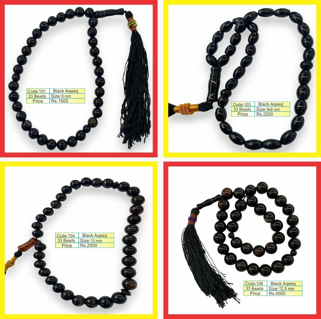 Real Gemstone Tasbih Aqeeq Pearl Ruby Sandloos