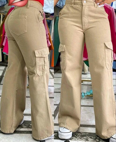 Pantalon cargo beige femme